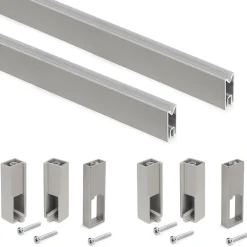 Emuca Lot de 2 rails de penderie Luxe de 1,15 m de long avec supports, Aluminium et Plastique, Peint gris pierre