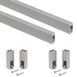 Emuca Lot de 2 rails de penderie Luxe de 0,75 m de long avec supports, Aluminium et Plastique, Peint gris pierre