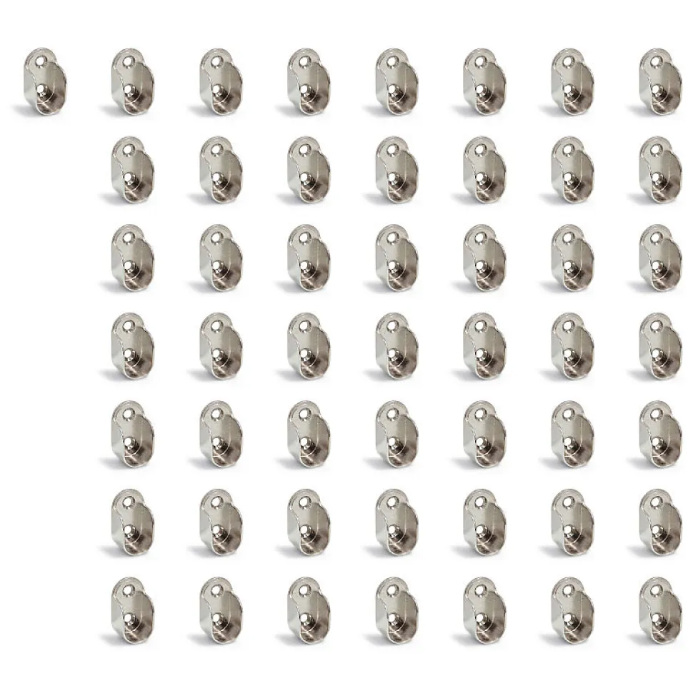 Emuca Lot de 50 supports de tringles de penderie, Zamak, Nickelé