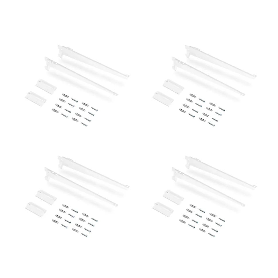 Emuca Lot de 4 étagères avec consoles et plaques de fixation murale Jagmet, longueur 230mm, Acier, Peint en blanc