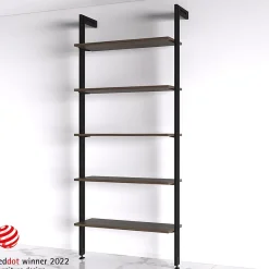Emuca Lot de consoles pour 5 étagères en bois pour structure Zero, planches non incluses, Zamak, Peint en noir texturé