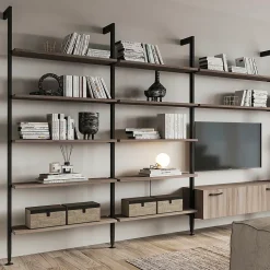 Emuca Lot de consoles pour 5 étagères en bois pour structure Zero, planches non incluses, Zamak, Peint en noir texturé