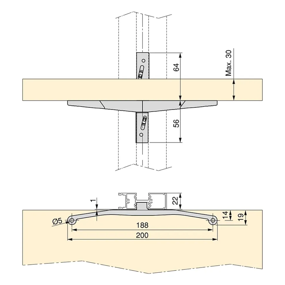 Emuca Lot de consoles pour 5 étagères en bois pour la structure Zero, planches non incluses, Zamak, Peint gris pierre