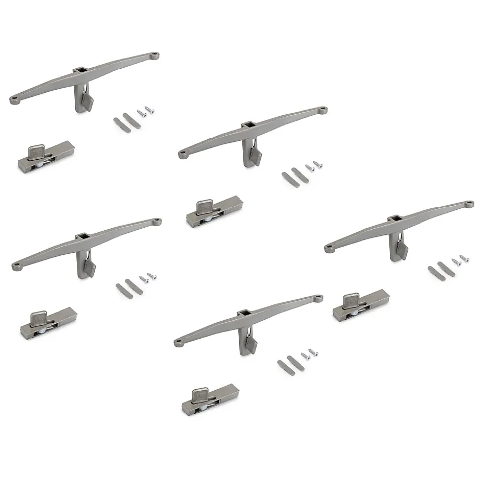 Emuca Lot de consoles pour 5 étagères en bois pour la structure Zero, planches non incluses, Zamak, Peint gris pierre
