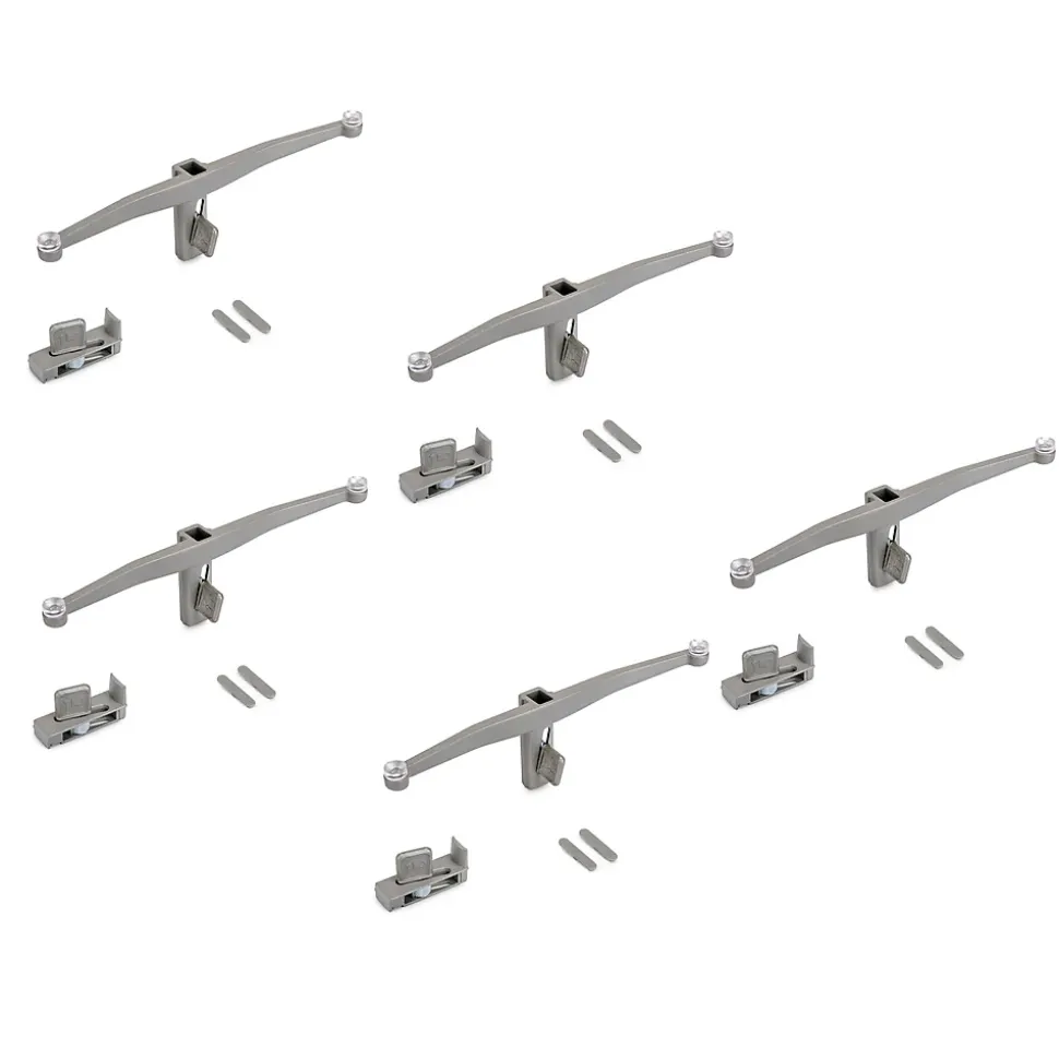 Emuca Lot de consoles pour 5 tablettes en verre pour la structure Zero, verre non inclus, Zamak, Peint gris pierre