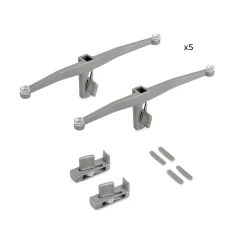 Emuca Lot de consoles pour 5 tablettes en verre pour la structure Zero, verre non inclus, Zamak, Peint gris pierre