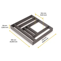 Emuca Organisateur de tiroirs Alumount 600x500, Aluminium, Gris antracite
