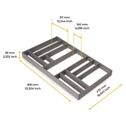 Emuca Organisateur de tiroirs Alumount 900x500, Aluminium, Gris antracite
