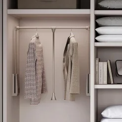 Emuca Penderie rabattable pour armoire Hang, 450 - 600, Peint gris pierre, Acier et Plastique.