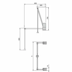 Emuca Penderie rabattable pour armoire Hang mural, 600-830mm, Acier et Plastique, Peint en noir
