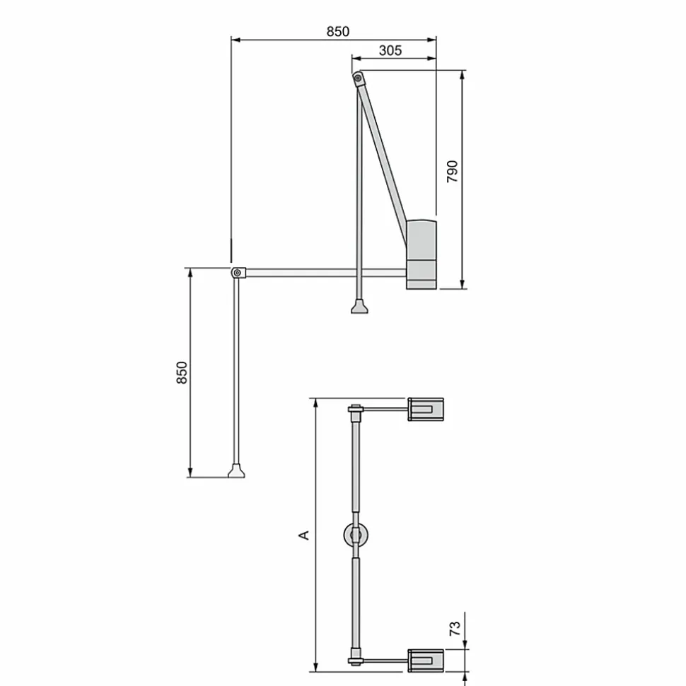 Emuca Penderie rabattable pour armoire Hang mural, 600-830mm, Acier et Plastique, Peint en noir