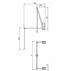 Emuca Penderie rabattable pour armoire Hang mural, 600-830mm, Acier et Plastique, Peint en noir