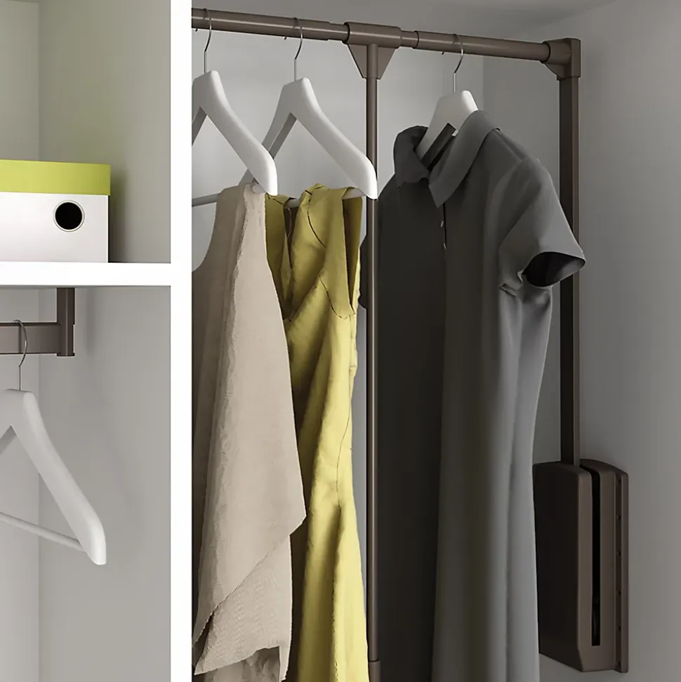 Emuca Penderie rabattable pour armoire Hang, 600 - 830, Peint en moka, Acier et Plastique.