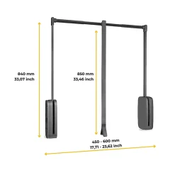 Emuca Penderie rabattable pour armoire Sling, 450 - 600, Titane , Acier et Plastique.