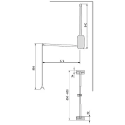 Emuca Penderie rabattable pour armoire Sling, 600 - 830, Titane , Acier et Plastique.