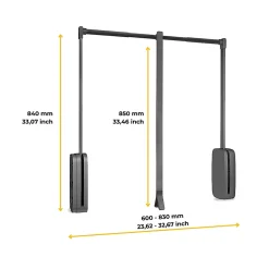 Emuca Penderie rabattable pour armoire Sling, 600 - 830, Titane   , Acier et Plastique.
