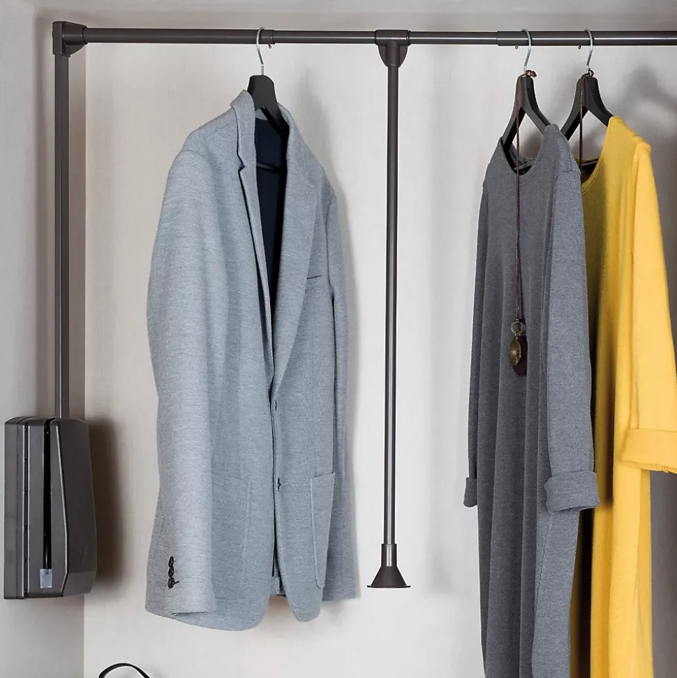 Emuca Penderie rabattable pour armoire Hang, 450 - 600, Peint en moka, Acier et Plastique.