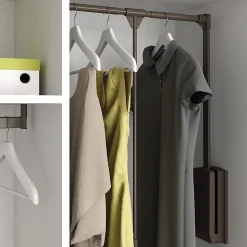 Emuca Penderie rabattable pour armoire Hang, 830 - 1150, Peint en moka, Acier et Plastique.