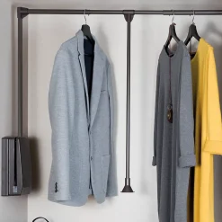 Emuca Penderie rabattable pour armoire Hang, 830 - 1150, Peint en moka, Acier et Plastique.