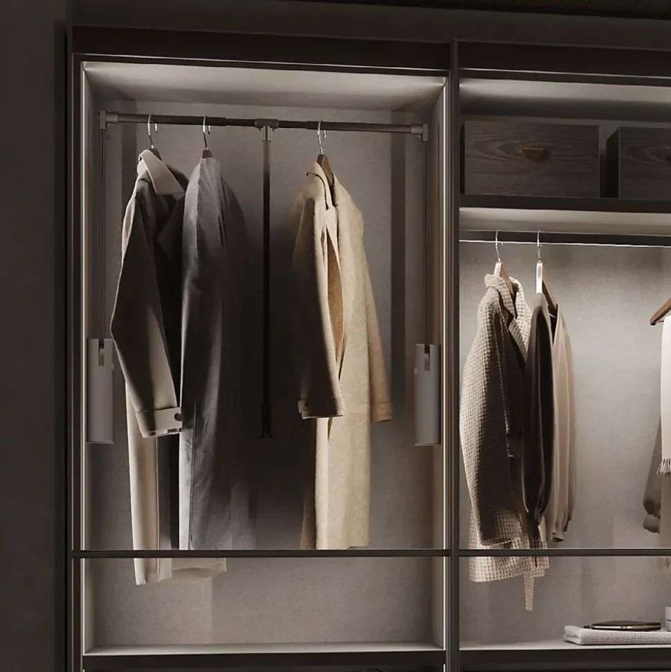 Emuca Penderie rabattable pour armoire Sway, 830 - 1150mm, Acier, Aluminium et Plastique, Peint en titane
