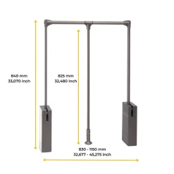Emuca Penderie rabattable pour armoire Sway, 830 - 1150mm, Acier, Aluminium et Plastique, Peint en titane