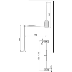 Emuca Penderie rabattable pour armoire Sling, 830 - 1150, Titane   , Acier et Plastique.