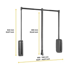 Emuca Penderie rabattable pour armoire Sling, 830 - 1150, Titane , Acier et Plastique.