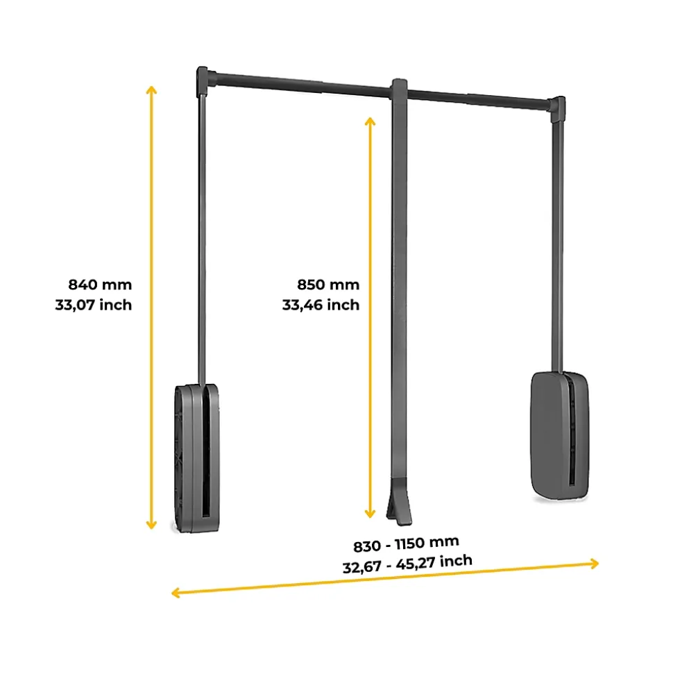 Emuca Penderie rabattable pour armoire Sling, 830 - 1150, Titane , Acier et Plastique.