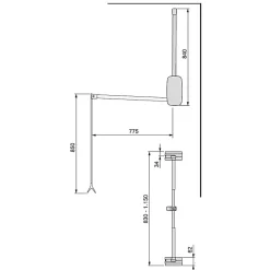 Emuca Penderie rabattable pour armoire Sling, 830 - 1150, Titane , Acier et Plastique.