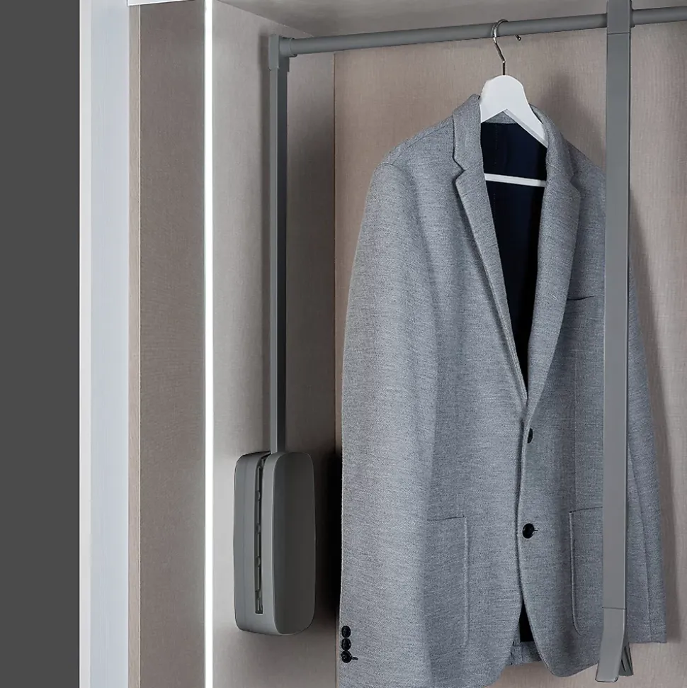Emuca Penderie rabattable pour armoire Sling, 830 - 1150, Titane , Acier et Plastique.