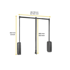 Emuca Penderie rabattable pour armoire Sling, 830 - 1150, Titane , Acier et Plastique.