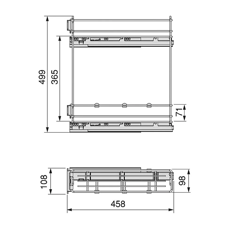 Emuca Porte-bouteilles latéral extractible SupraMax avec fermeture amortie, module 150mm, acier, chromé