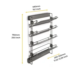 Emuca Porte-chaussures latéral coulissant pour placards et dressing Quartz, Gauche, Acier, Titane