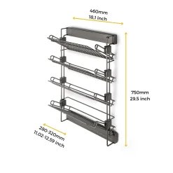 Emuca Porte-chaussures latéral coulissant pour placards et dressing Quartz, Droite, Acier, Titane