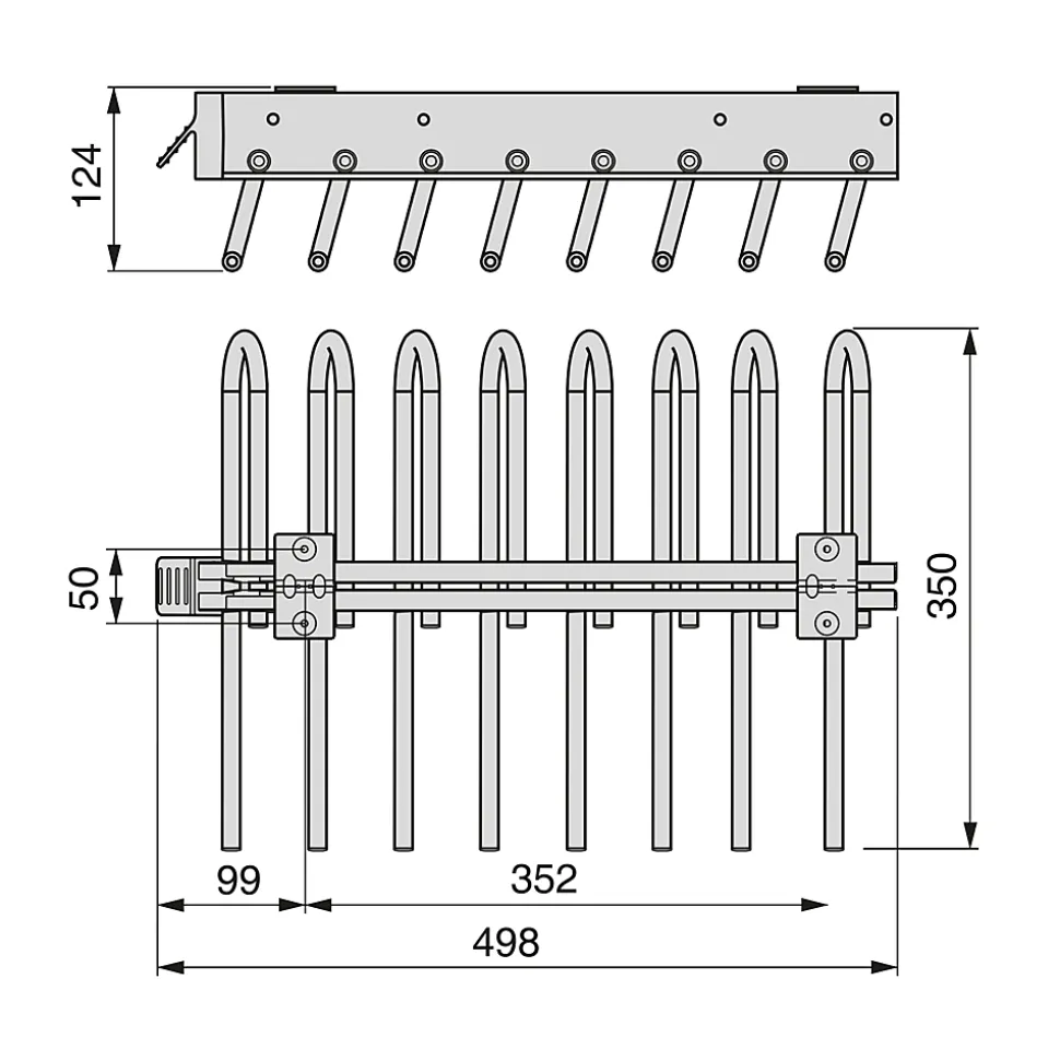 Emuca Porte-pantalons extractible, Gauche, Peint en aluminium, Acier et Plastique.