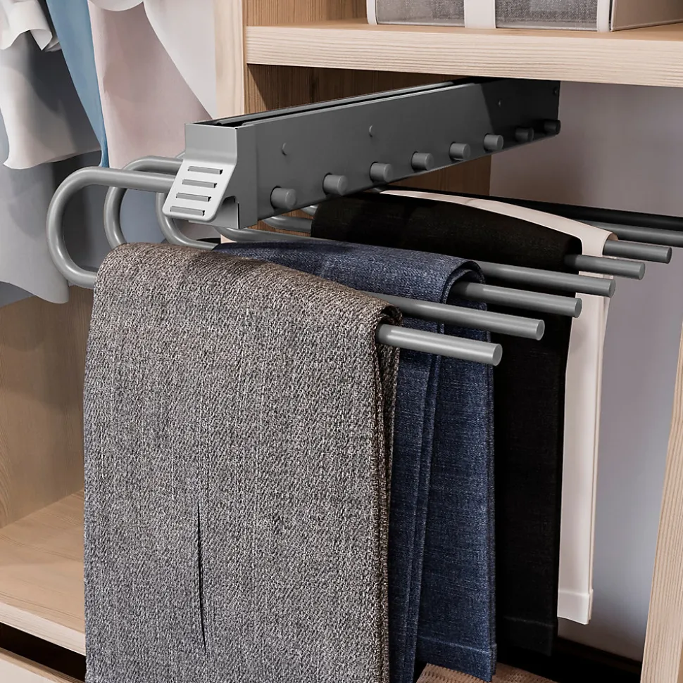 Emuca Porte-pantalons extractible, Gauche, Peint en aluminium, Acier et Plastique.