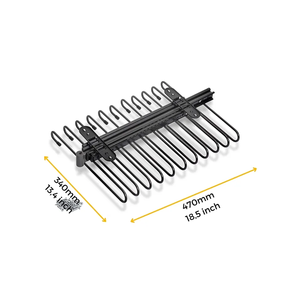 Emuca Porte-pantalons extractible, 11 tiges, guides d'extraction totale, Acier, Titane
