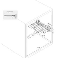 Emuca Porte-pantalons Self à montage latéral pour armoire, Droite, Chromé, Acier et Plastique et Aluminium.