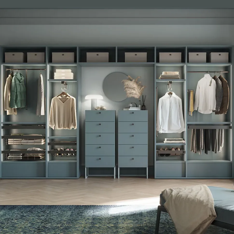 Emuca Porte-vêtements extractible Quartz pour armoire, Plastique et Aluminium, Titane