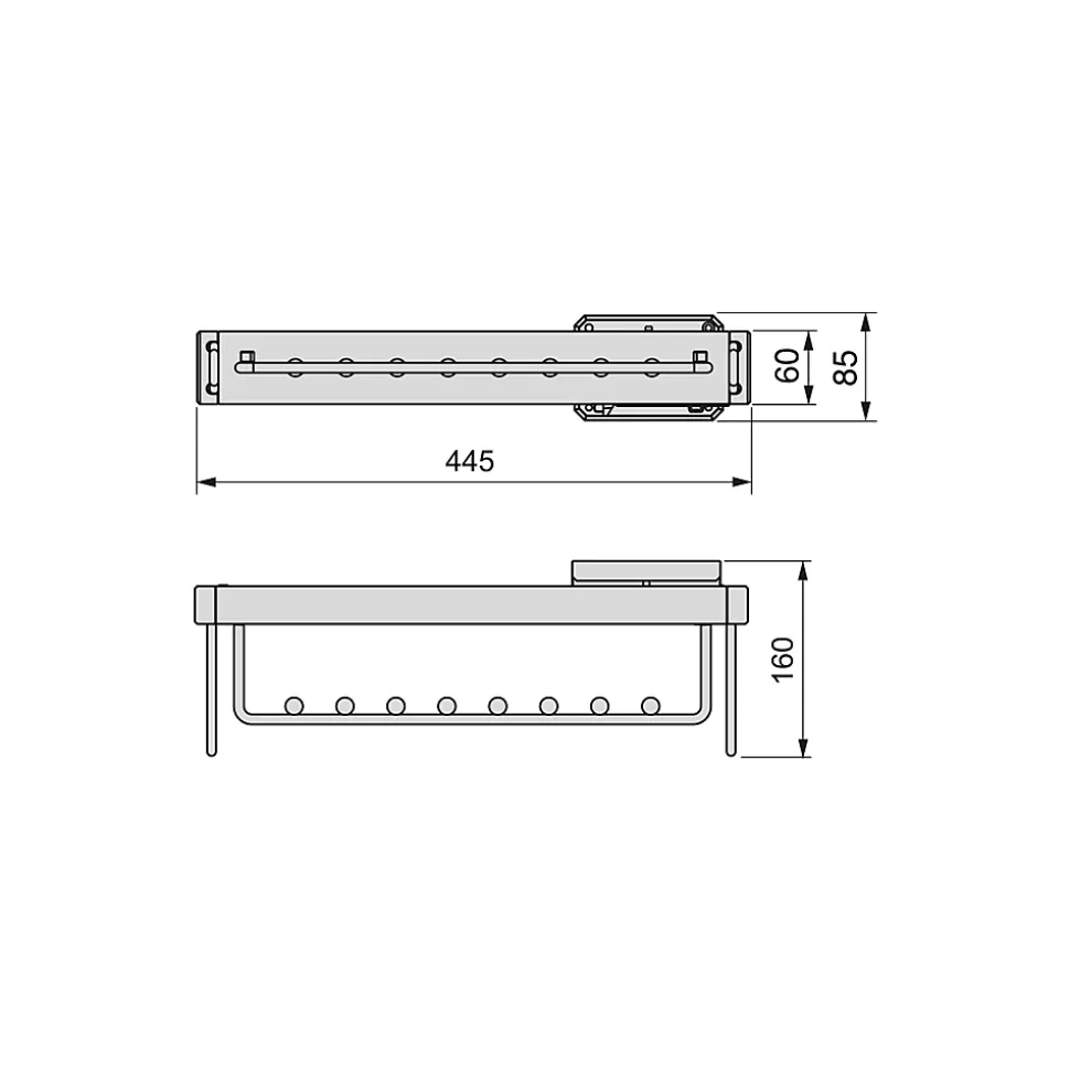 Emuca Porte-vêtements extractible Quartz pour armoire, Plastique et Aluminium, Titane