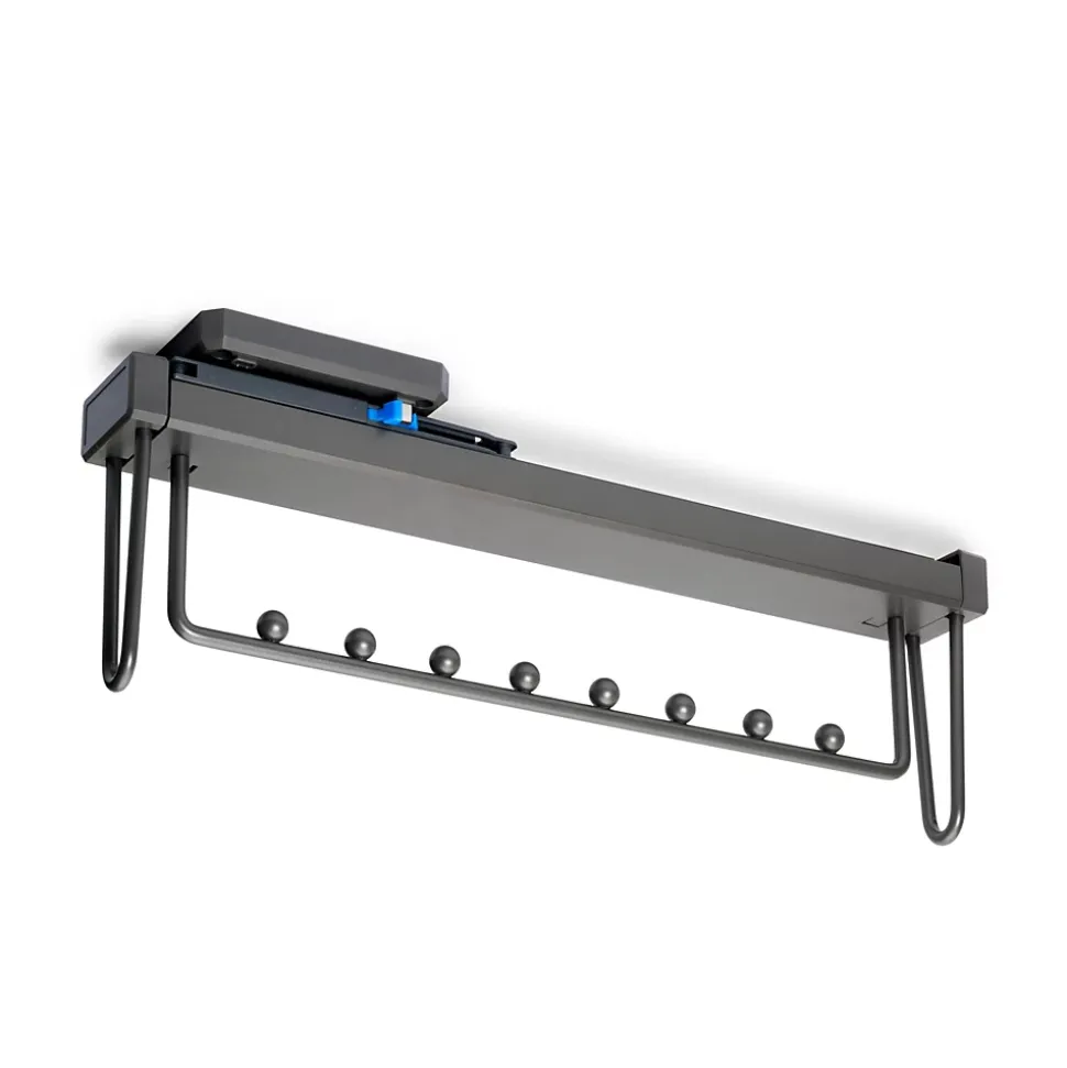 Emuca Porte-vêtements extractible Quartz pour armoire, Plastique et Aluminium, Titane