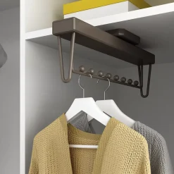 Emuca Porte-vêtements extractible Moka pour armoire, Plastique et Aluminium, Peint en moka