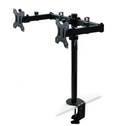 Emuca Support ecran double 360 degres acier noir