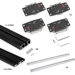 Emuca Système de montage en surface Flow 2 en kit pour une armoire avec 2 portes coulissantes en bois avec fermeture souple.