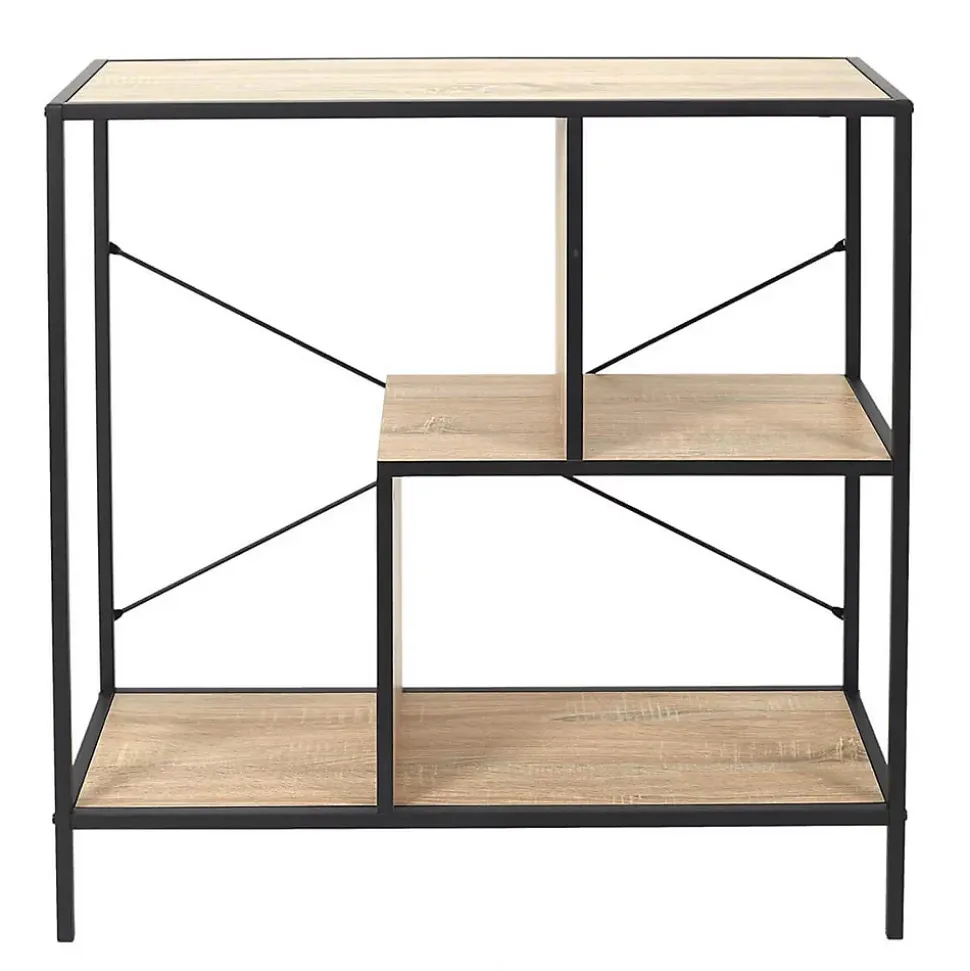ENDIS - Etagère 3 Niveaux Aspect Bois et Métal Noir