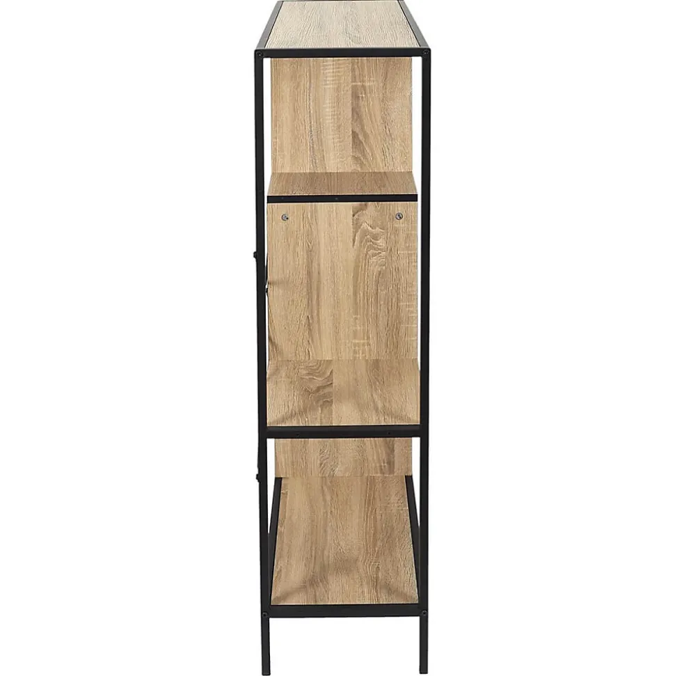 ENDIS - Etagère 4 Niveaux Aspect Bois et Métal Noir