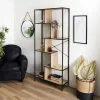 ENDIS - Etagère 6 Niveaux Aspect Bois et Métal Noir