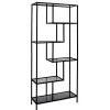 ENDIS - Etagère 6 Niveaux Verre Fumé et Métal Blanc