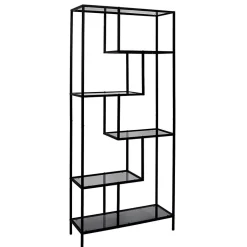 ENDIS - Etagère 6 Niveaux Verre Fumé et Métal Blanc