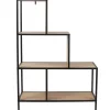 ENDIS - Lot de 2 Etagères Escalier 4 + 5 Niveaux Aspect Bois et Métal Noir
